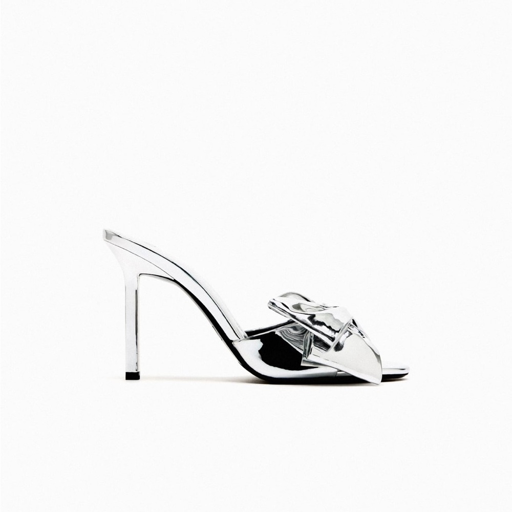 ZARA Silver Bow Heels